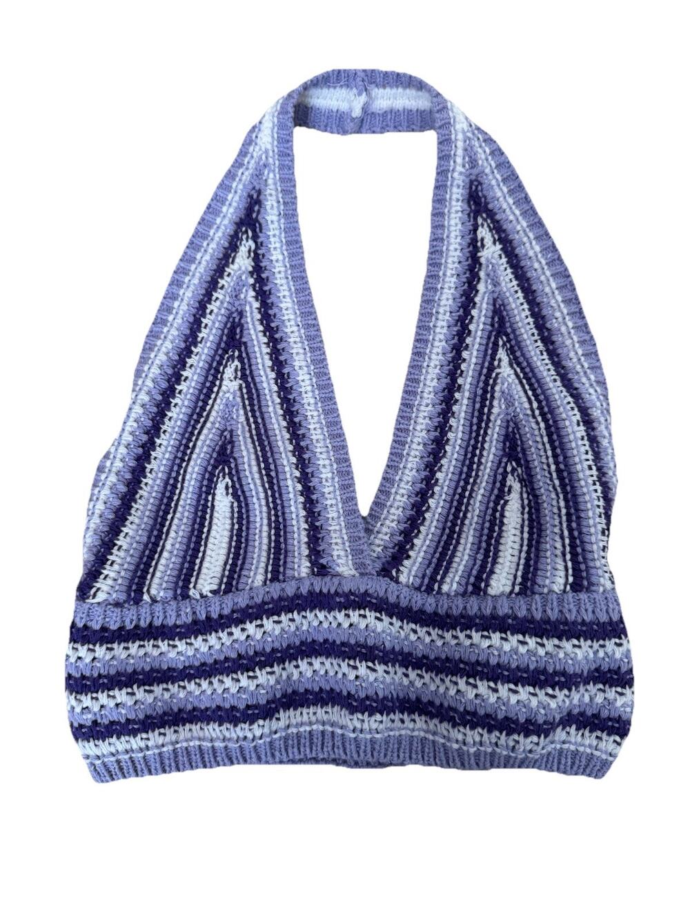Crocheted halter top cropped Made in Italy size Small